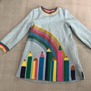 [5-6Ys]Mini Boden Rainbow Pencil Shaped Pattern Pullover LS Sweatshirt Dress